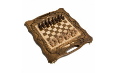Шахматы + нарды резные c Араратом 40 с ручкой Haleyan