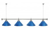 Лампа STARTBILLIARDS 4 пл. (плафоны синие,штанга синяя,фурнитура хром)