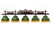 Лампа Император-Люкс 5пл. ясень (№6,бархат зеленый,бахрома желтая,фурнитура золото)