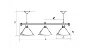Лампа STARTBILLIARDS 3 пл. (плафоны золотые,штанга антик медь,фурнитура золото)