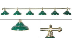 Лампа на шесть плафонов «Ravena»  (золотистая штанга, зеленый плафон D38см)